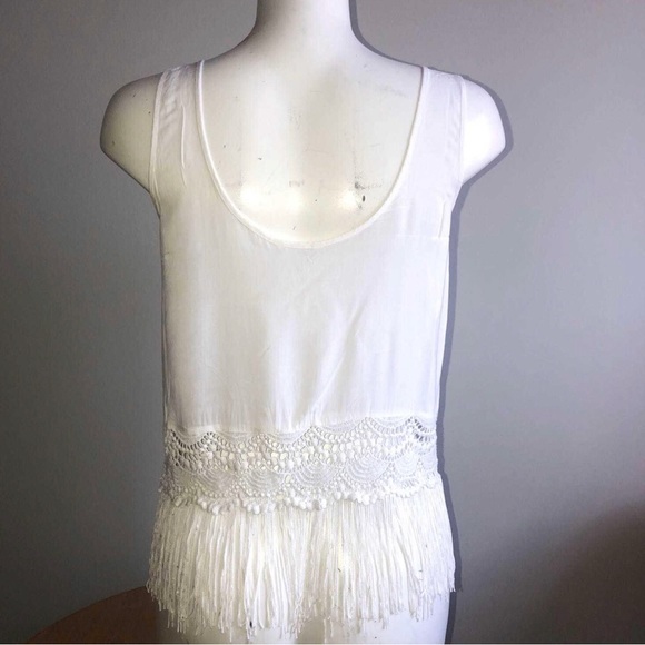 White Fringe Tank Top- Flow Fit - Picture 4 of 4